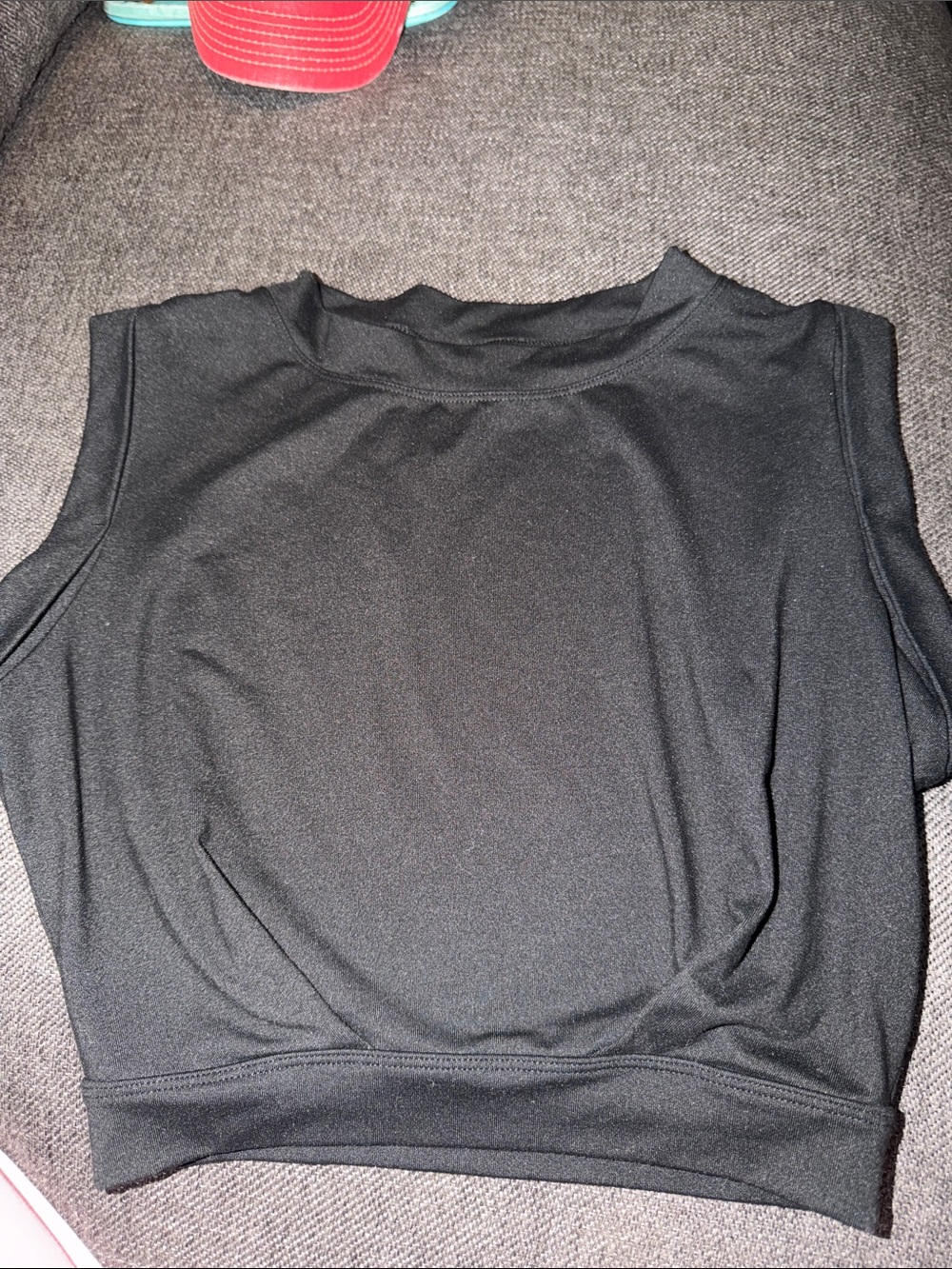 Black Sleeveless Crop Top with High Crew Neck